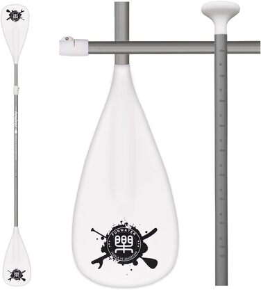 Весло для SUP FunWater, 3-секційне, регульоване, легке, плаваюче, з посиленими нейлоновими лопатями, для сапборду, біле