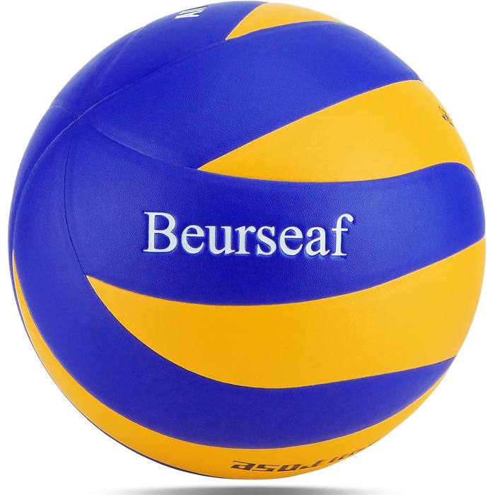 Волейбольний м'яч Beurseaf Soft Touch для пляжу та залу, розмір 5, блакитний та жовтий
