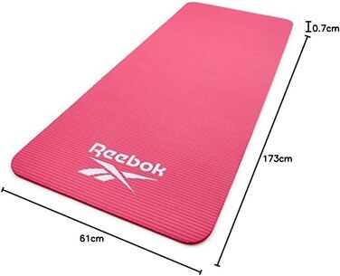 Reebok килимок для тренувань 7 мм рожевий, нековзкий, з натуральної гуми — для фітнесу, гімнастики, домашніх тренувань