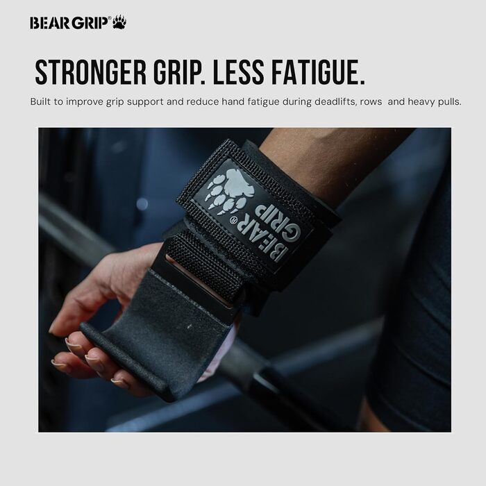 Грип-затискачі BEAR GRIP для підйому ваги з протиковзаючими гумовими ручками, чорні