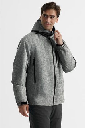 GEYSE чоловіча зимова куртка для сноубордингу та хайкінгу. Водонепроникна вітрозахисна куртка з інтегрованою системою підвіски та капюшоном. Колір: Areegrün (структурований сірий на чорному). Розмір: M