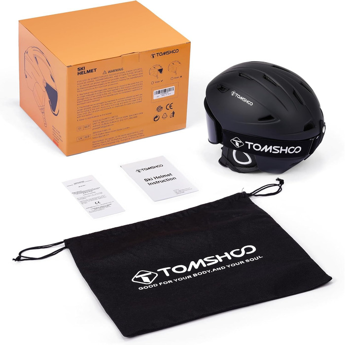 Шолом для лиж та сноуборду TOMSHOO з візором та навушниками, чорний, унісекс, M