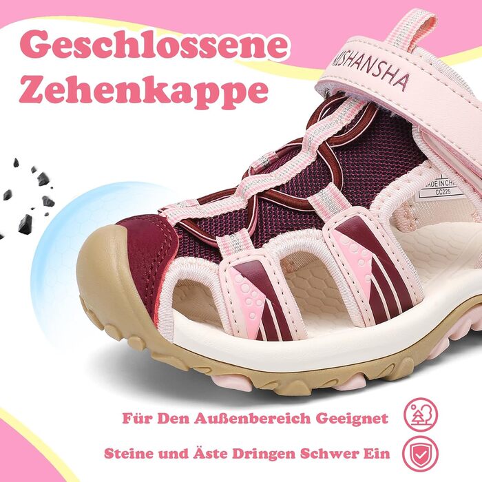 Сандалі Mishansha закриті для дівчаток, літні трекінгові, дитячі, дихаючі, розмір 25 EU, рожеві