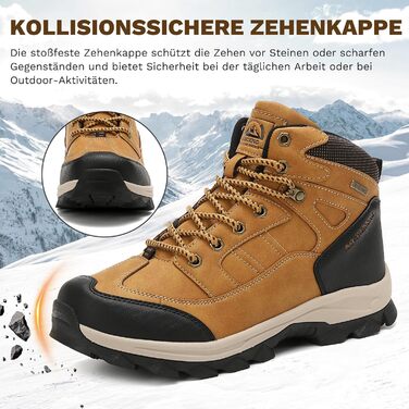 Чоловічі зимові черевики AX BOXING: утеплені, трекінгові, для хайкінгу, жовті, 41-46 EU