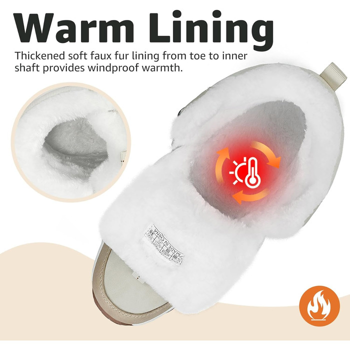 Зимові черевики Mishansha для жінок, утеплені, водонепроникні, для піших прогулянок, розмір 36-42, бежевий, білий, 41 EU