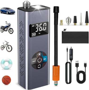 Електричний компресор BIBURY 9000mAh, 150 PSI, портативний насос для авто, мото, велосипедів і м'ячів з LED-дисплеєм та ліхтарем