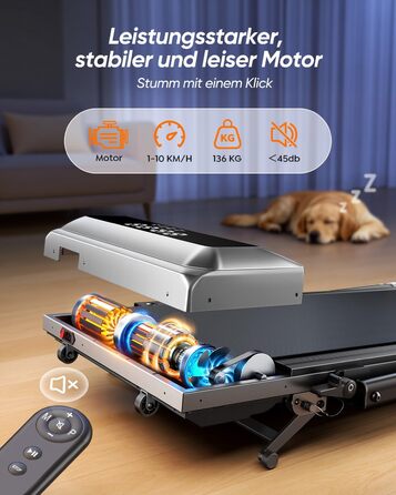 Біговий тренажер для дому з нахилом 5 в 1, 12% нахил, 2.5HP, складаний, з LED-дисплеєм, до 136 кг, сірий, без встановлення