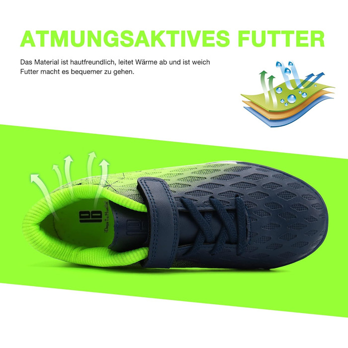 Дитячі футбольні бутси JABASIC для штучного газону, розмір 32 EU, блакитний та лимонний кольори