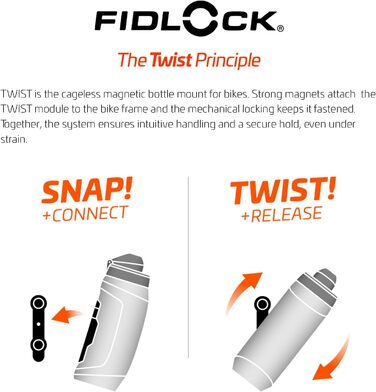 Пляшка для води Fidlock з магнітним конектором Twist, чорна, 590 мл