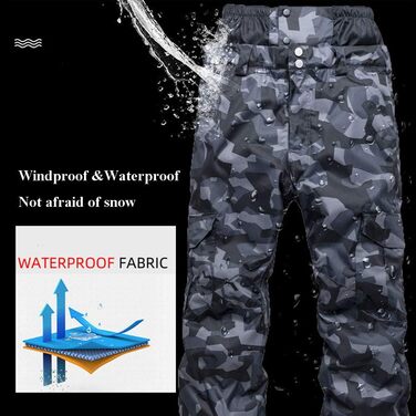 Чоловічий гірськолижний костюм камуфляж: куртка та штани. Теплий, вітро- та водонепроникний костюм для сноуборду та лиж. Чорний, розмір a