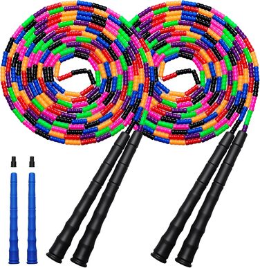 Довга скакалка Kingcolor Double Dutch 4,8 м, м'які намистини, регульована, для дітей і дорослих, для 5-6 осіб, 1 або 2 шт.