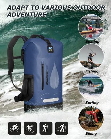 Водонепроникний рюкзак IDRYBAG 30L: для каякінгу, кану, кемпінгу та подорожей (синій)