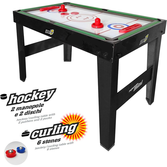 Мультиігровий стіл Sport1 Supertable Mini 5-в-1: футбол, хокей, більярд, теніс, керлінг, 97,5x48x69 см, з аксесуарами
