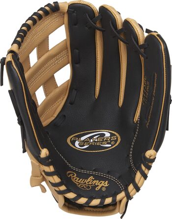 Дитяча бейсбольна рукавичка Rawlings Players Series для T-Ball, правша, 29,2 см (9-11,5''), 7–9 років, верблюжий/чорний