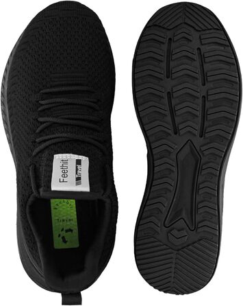Чоловічі кросівки Feethit для бігу та спорту. Легкі, дихаючі, чорні, 45 EU. Неслизька гумова підошва.