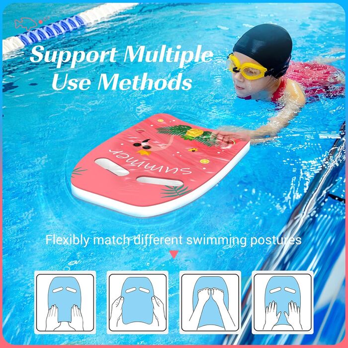 Дитяча дошка для плавання HeySplash з ручками та малюнком фламінго, магента, для навчання плаванню 3-6 років