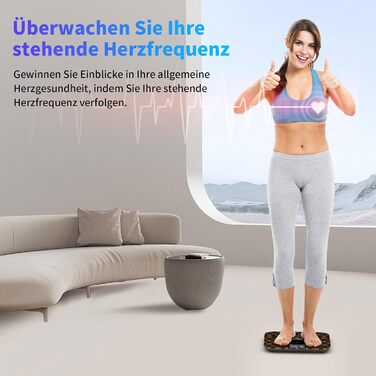Розумна вага Healthkeep з Bluetooth, TFT-дисплеєм і ITO, 25 параметрів тіла, вимірювання пульсу, додаток для Android/iOS, до 180 кг, чорний мармур
