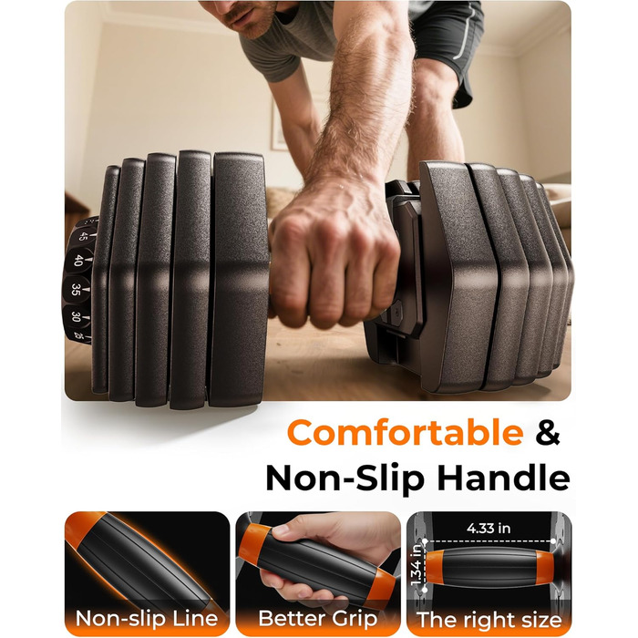 Набір гантелей FEIERDUN регульовані, 2.3 - 24 кг, 15 в 1, з антиковзними ручками та піддоном, для дому, фітнесу та силових тренувань, унісекс