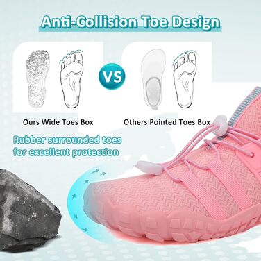 Зітоп Водні черевики для жінок та чоловіків, шкарпетки для плавання, шкарпетки для йоги, спортивні черевики для басейну, пляжу, серфінгу, дайвінгу (36-46 EU), білий, сірий, рожевий