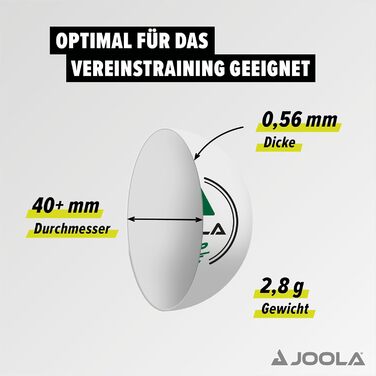 JOOLA Flip 40+ тенісні м'ячі для настільного тенісу, білі, універсальні, для дорослих та дітей