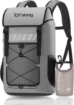 Водонепроникний рюкзак IDRYBAG для чоловіків, 25L - ідеальний для каякінгу та піших прогулянок (сірий)