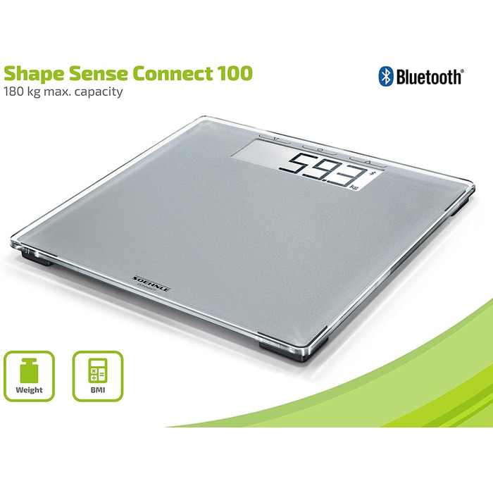 Цифрова вага Soehnle Style Sense Connect 100 з Bluetooth, LCD-дисплеєм, підключенням до додатку, максимальна вага 180 кг