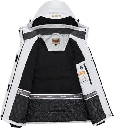 Жіноча водонепроникна куртка WULFUL для сноубордингу та катання на лижах, зимова куртка з відстібаною капюшоном, білий та чорний колір