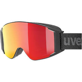 Універсальні лижні окуляри Uvex G.gl 3000 Top, чорні/червоні, захист від ультрафіолету, матові, лінзи red-clear, унісекс, розмір універсальний