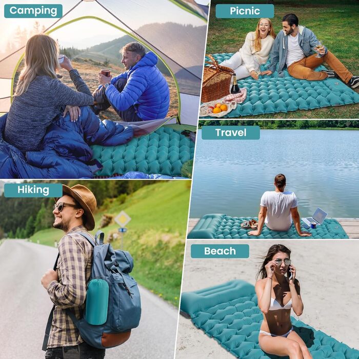 Килимок для кемпінгу Satisure Isomatte: самонадувний, водонепроникний, ультралегкий, з насосом для ніг, односпальний