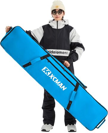 Чохол для сноуборду XCMAN для подорожей літаком – повністю ущільнений, водонепроникний, для сноуборду та черевиків (Синій, 165см)
