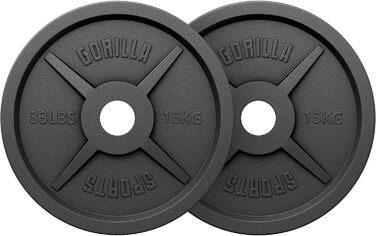 Олімпійські млинці GORILLA SPORTS, чавун, 1,25–30 кг, 50 мм, окремо або набір