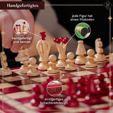 Шахи та шашки Great Kingdom Master of Chess, червоні, 35 см, ручна робота, дорожній комплект для дітей і дорослих