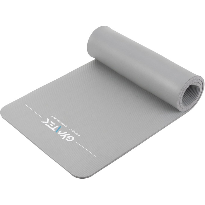 Килимок для фітнесу Gymtek 180x61 см, NBR 1,5 см, сірий, для йоги, пілатесу, аеробіки, з ременем для перенесення