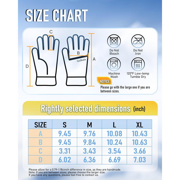 Рукавички GoSkala для жінок та чоловіків - зимові велосипедні рукавички, теплі рукавички для катання на лижах, водонепроникні, з підтримкою сенсорного екрану, спортивні рукавички для бігу, їзди, походів, чорні