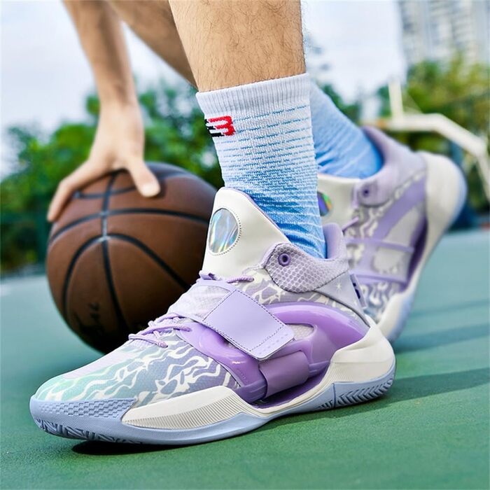 Чоловічі баскетбольні кросівки для хлопців, зручні для тренувань, бігу та тенісу, чорно-білі, 869 (44 EU, фіолетово-білі 869)