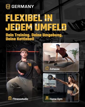 Кетлбел HQ Germany® з порошковим покриттям [2-32кг/Набори] - Набір чавунних кетлбелів преміум-якості з точністю ±2% - Кульова гиря, набір гир, кетл-бел, високоякісні кетлбели з порошковим покриттям (30кг)