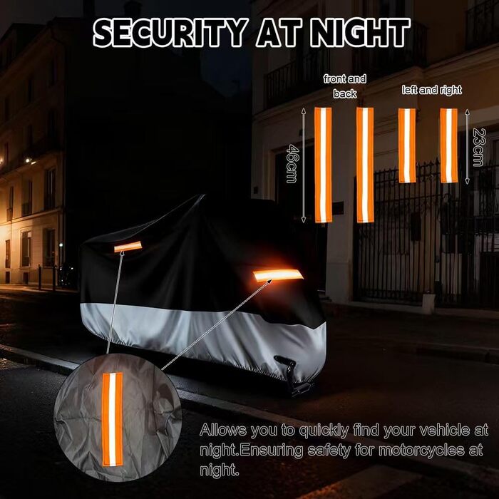 Захисний чохол для мотоцикла Motorrad 210D, водонепроникний, UV-стійкий, з світловідбиваючими смугами, для зберігання на вулиці та в приміщенні, 245 x 105 x 125 см