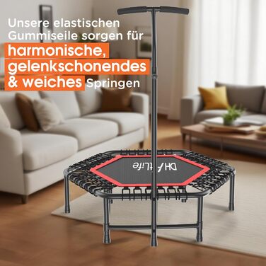 Трамплін для фітнесу DH FitLife | Ø114 см, до 150 кг, регульована ручка, стабільний та тихий | для дітей та дорослих