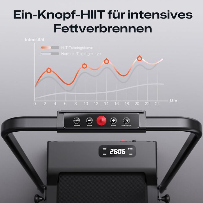 Електричний біговий тренажер UREVO для дому з нахилом 9%, складаний, 2.5HP, для роботи за столом, One-Touch HIIT, для дому, без збирання, чорний