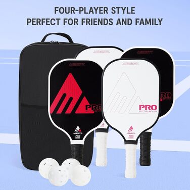 Набір для піклболу з 4 ракет, м'ячами та сумкою. Легкі ракетки з графіту, фацероберта та полімерним ящиком. Відповідають стандартам USAPA.
