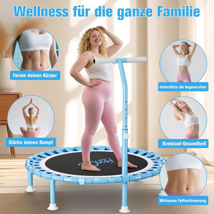 Міні-трамплін FitinOne 102 см для дому та фітнесу, 200 кг, з пружинами та регульованим руків'ям