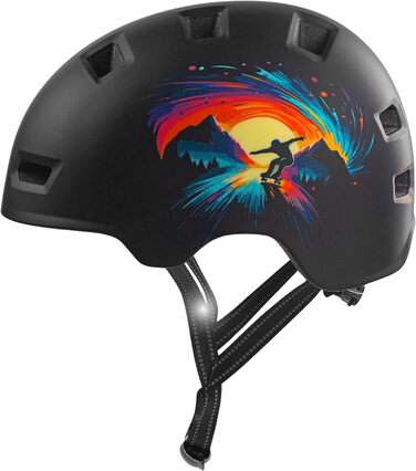 Шолом Crazy Safety Rampage Orange Schlange для велосипеда, скейтборду, роликів і BMX, для чоловіків, жінок і дітей, розмір M (54-57 см), регульований захисний шолом для скейтерів і велосипедистів
