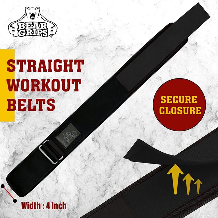 Пояс для важкої атлетики Bear Grips, 3-шаровий, із надійною застібкою, для станової тяги, присідань, WOD, олімпійського підйому, для підтримки спини
