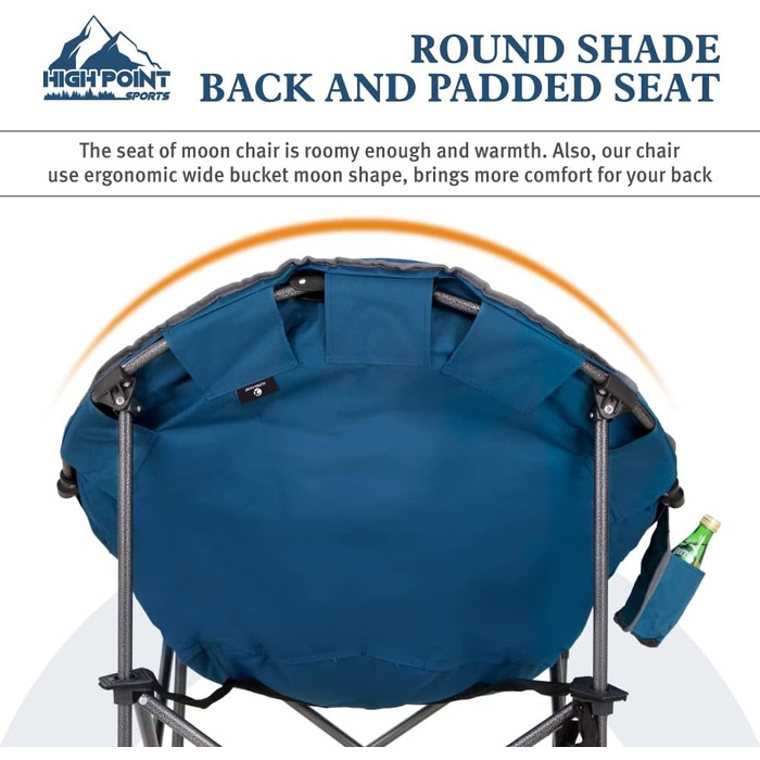 Крісло для кемпінгу High Point Sports Moon Chair XXL: широке, розкладне, до 150 кг, для відпочинку на природі та вдома