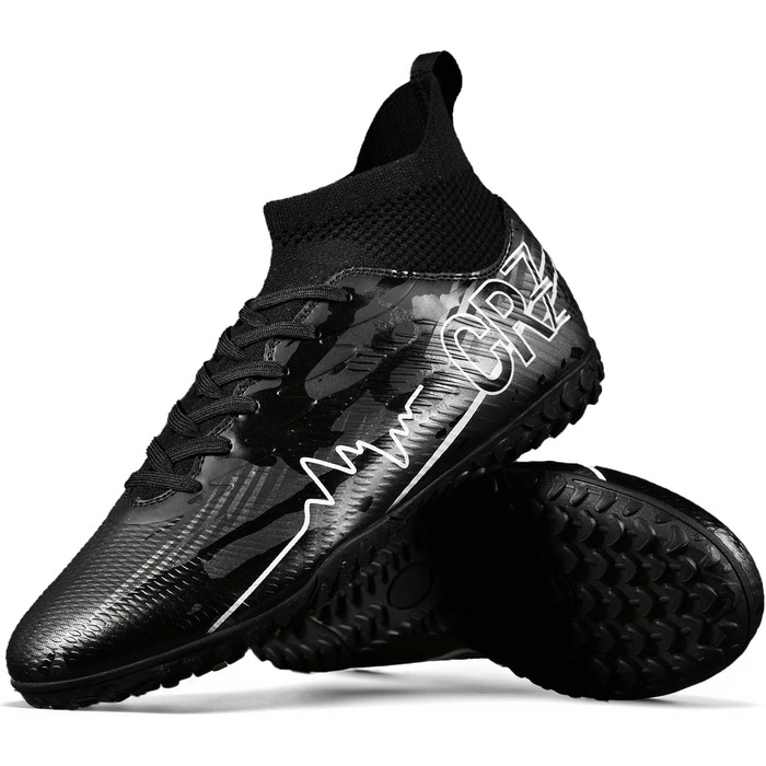 Футбольні черевики для чоловіків та жінок, зала, дитячі, тренувальні, унісекс (37 EU, 033 Tf Black)