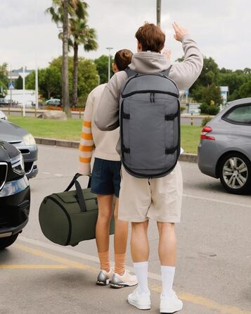 Спортивна сумка LOVEVOOK для чоловіків з відділенням для взуття, 65L, сіро-чорна.  Чоловіча сумка для спортзал, подорожі, ручна поклажа, 52x45x28 см.