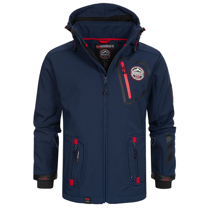 Чоловіча тактична куртка Geographical Norway Tacebook — водонепроникна вітрозахисна куртка з капюшоном для походів та активного відпочинку, темно-синя (M)