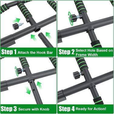 Турнік для дверей без свердління, Klimmzugstange для підтягувань, 10 положень для хвата та еластичні стрічки для тренувань вдома та в залі