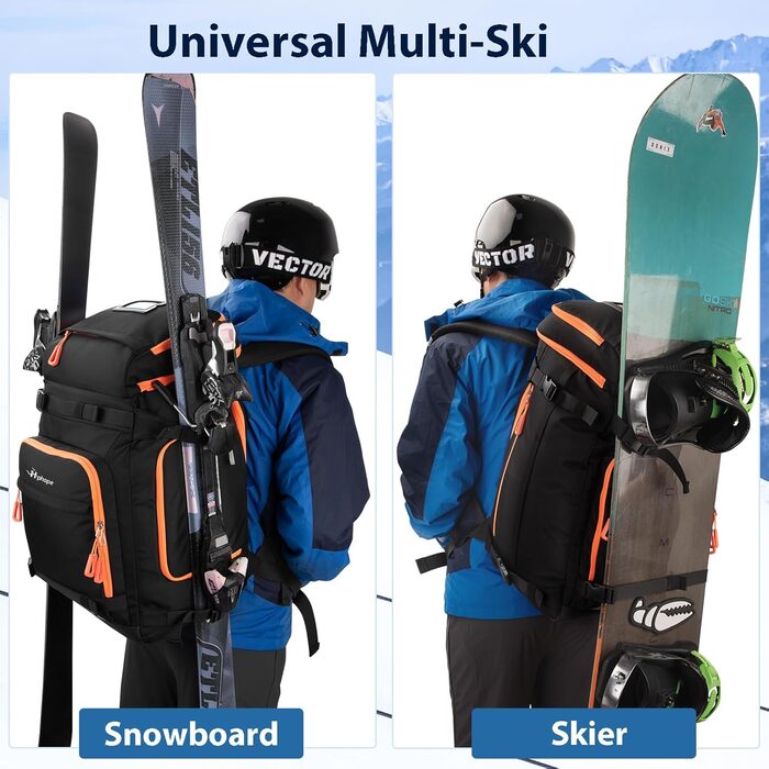 Чорний рюкзак для лиж та сноуборду HP з відділенням для шолома, 70L