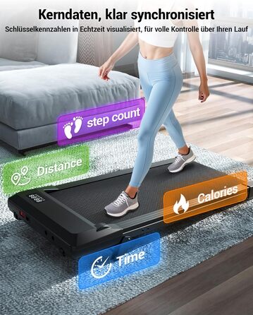Бігова доріжка DeerRun Walking Pad під стіл з ухилом 6%, для дому та офісу, компактна, з додатком, пультом та LED-дисплеєм, до 136 кг, чорна глянцева